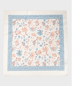 foulard carre en coton imprime femme beigeH055401_3