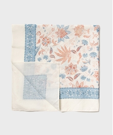 foulard carre en coton imprime femme beigeH055401_4