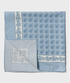 foulard carre en coton imprime femme bleuH055801_2