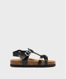 GEMO Sandales à boucle et semelle intérieure cuir fille noir standard