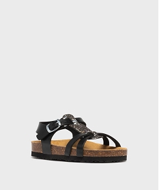 sandales a boucle et semelle interieure cuir fille noir standardH056801_2