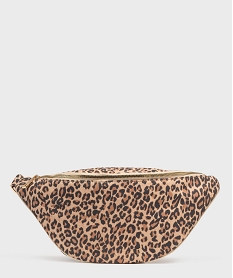 GEMO Sac banane en toile à motif léopard femme Brun