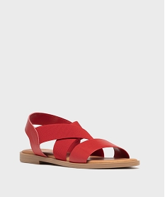 sandales femme a talon plat et brides elastiques unies rouge standardH058001_2
