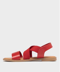 sandales femme a talon plat et brides elastiques unies rouge standardH058001_3
