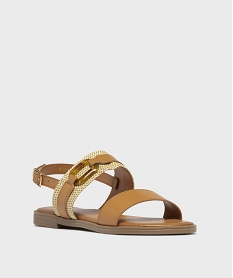 sandales a talon plat et brides fantaisie femme brun sandales plates et nu-piedsH058401_2