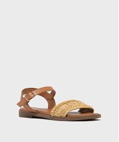 sandales a bride raphia femme beige sandales plates et nu-piedsH059801_2