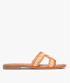 GEMO Mules plates à brides tressées et croisées femme orange standard