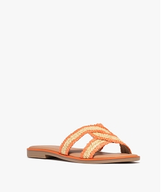 mules plates a brides tressees et croisees femme orange standard sandales plates et nu-piedsH060001_2