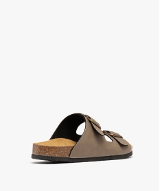 mules semelle interieure cuir a reliefs ergonomiques femme kaki clair sandales plates et nu-piedsH060201_4