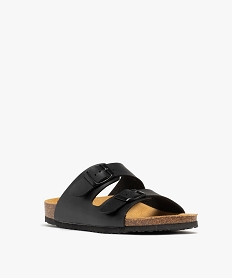 mules semelle interieure cuir a reliefs ergonomiques femme noir standard sandales plates et nu-piedsH060401_2