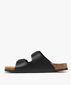mules semelle interieure cuir a reliefs ergonomiques femme noir standard sandales plates et nu-piedsH060401_3
