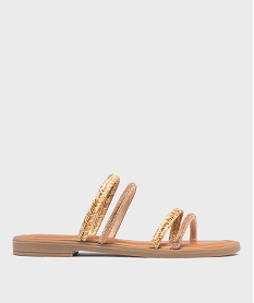 GEMO Mules plates à fines brides fantaisie femme Rose