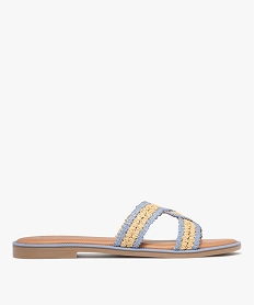 GEMO Mules plates à brides tressées et croisées femme bleu standard