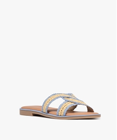 mules plates a brides tressees et croisees femme bleu standard sandales plates et nu-piedsH060901_2