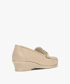 mocassins confort dessus cuir et talon compense femme beige mocassinsH061101_4