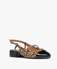 escarpins sling-back avec bout verni femme brunH061301_2