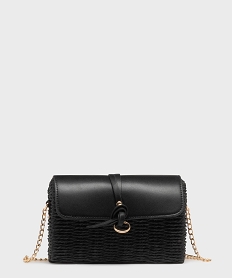 GEMO Sac besace compact en paille à bandoulière chaîne femme noir standard