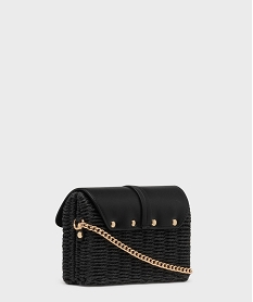 sac besace compact en paille a bandouliere chaine femme noir standard sacs bandouliereH062501_2
