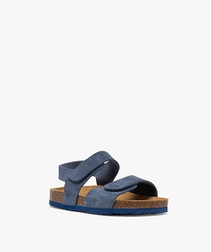 sandales a brides cuir fermeture scratch garcon - buggy bleu standardH063601_2