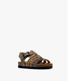 sandales multibrides a semelle interieure cuir ergonomique garcon beigeH063801_2