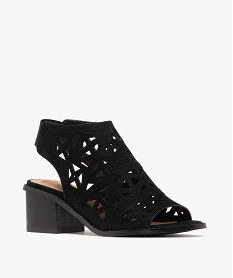 sandales a talon a tige ajouree couvrante femme noir standard sandales a talonH065101_2
