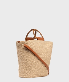 sac en paille bicolore porte main femme beige sacs a mainH070001_2