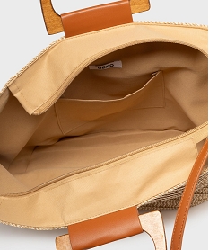 sac en paille bicolore porte main femme beige sacs a mainH070001_3