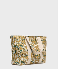sac cabas zippe grand format en toile fleurie femme jaune standard grands sacs femmeH070101_3