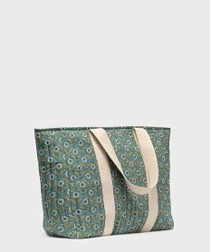 sac cabas zippe grand format en toile fleurie femme bleu grands sacs femmeH070201_3