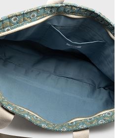 sac cabas zippe grand format en toile fleurie femme bleu grands sacs femmeH070201_4