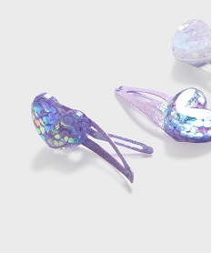 barrettes cheveux clic-clac pailletees motifs coeurs fille (lot de 6) multicoloreH072401_2