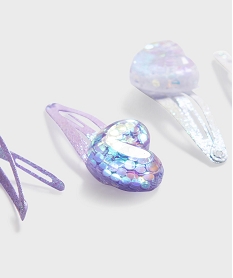 barrettes cheveux clic-clac pailletees motifs coeurs fille (lot de 6) multicoloreH072401_3