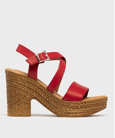 GEMO Sandales femme à talon plateforme et semelle texturée rouge standard