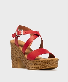 sandales femme a talon plateforme et semelle texturee rouge standardH073501_2