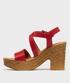 sandales femme a talon plateforme et semelle texturee rouge standardH073501_3