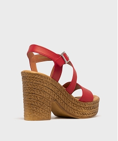 sandales femme a talon plateforme et semelle texturee rouge standardH073501_4