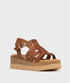 sandales compensees facon spartiate femme brun sandales a talonH074101_2