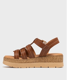 sandales compensees facon spartiate femme brun sandales a talonH074101_3