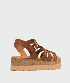 sandales compensees facon spartiate femme brun sandales a talonH074101_4