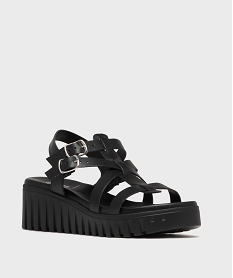 sandales a talon compense et semelle plateforme femme noir standard sandales a talonH074501_2