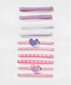 GEMO Elastiques cheveux fille motifs coeurs (lot de 10) Rose