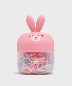 GEMO Elastiques cheveux multicolores dans boite lapin fille Rose