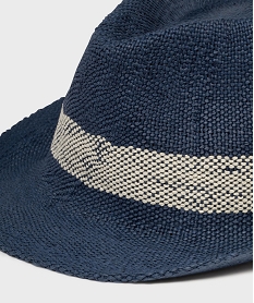 chapeau en paille de papier avec bande contrastante homme bleu standardH076601_2
