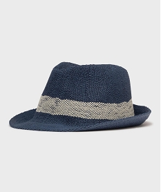 chapeau en paille de papier avec bande contrastante homme bleu standardH076601_3