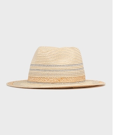 chapeau en paille de papier avec fil metallise femme beigeH076801_3