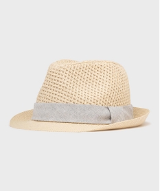 chapeau en paille de papier avec bande en tissu homme beigeH078301_3