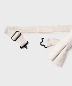 nœud papillon en coton et lin uni homme beigeH081201_2