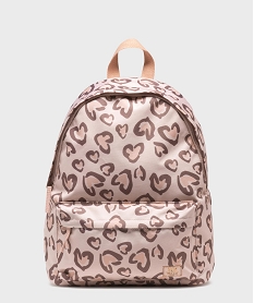 GEMO Sac à dos en toile motifs coeurs fille Rose