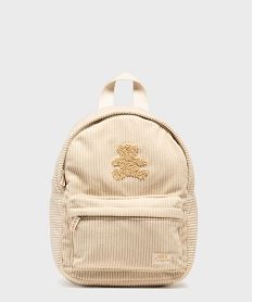 sac a dos en velours cotele fille - lulucastagnette beige standardH081801_4