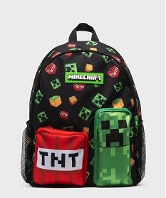 sac a dos en toile imprime garcon - minecraft noir standardH083501_4